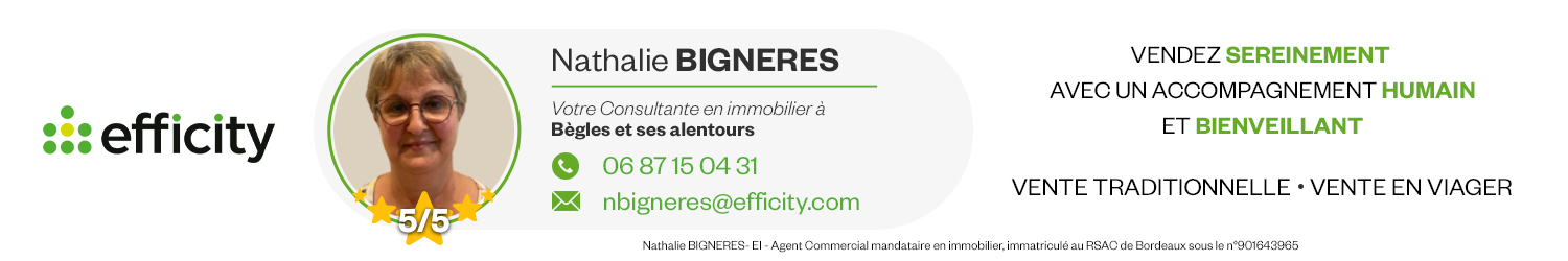 Agent immobilier Efficity Nathalie Bignères à Bègles (Gironde) - spécialiste en financement d’EHPAD